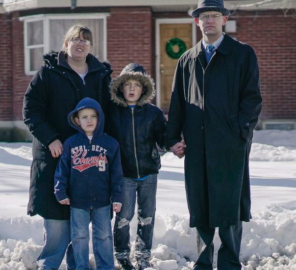 Family in winter loves turkey
